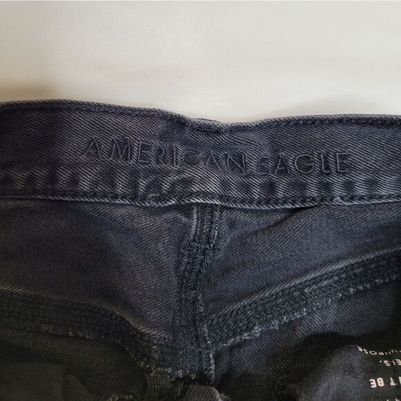 AMERICAN EAGLE black cutoff custom goth chain mom jean shorts 6 - Picture 6 of 11
